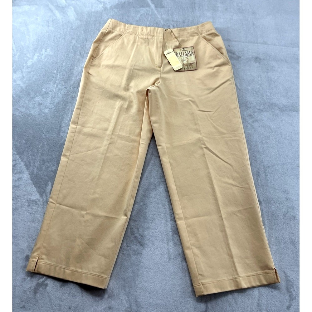 Tommy Bahama Cropped Pants Women 10 Orange Oasis Stretch Straight Leg Casual